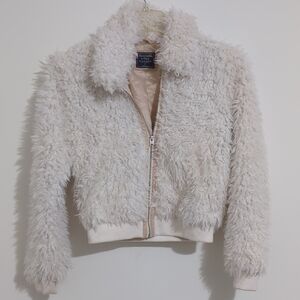 Abercrombie And Fitch Cream Fuzzy Jacket